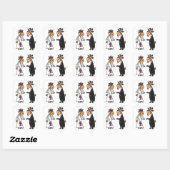 Funny Bride en Groom Goat Wedding Vierkante Sticker (Vel)