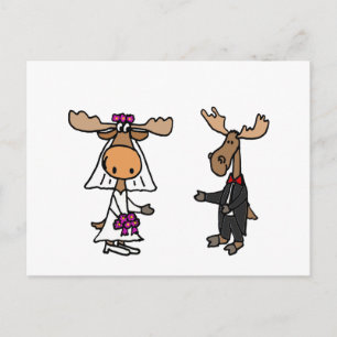 Funny Bride en Groom Moose Wedding Briefkaart