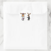 Funny Bride en Groom Moose Wedding Ronde Sticker (Tas)