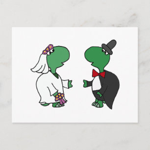 Funny Bride en Groom Turtle Wedding Design Briefkaart