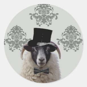 Funny bridegroom schaap bovenin ronde sticker