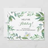 Funny BRIDESMAID VOORSTEL card, Greenery Kaart (Voorkant)