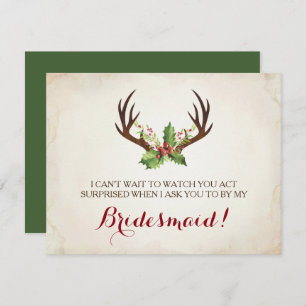 Funny BRIDESMAID-VOORSTEL ~ Deer Antlers Kaart