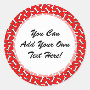 Funny Bright Red Dog Bone Pattern voor Hondenliefh Ronde Sticker