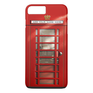 Funny British Red Telephone Box op persoonlijke ti iPhone 8 Plus / 7 Plus Hoesje