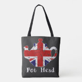Funny British Teapot Pot Head Distress Draagtas (Achterkant)