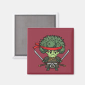 Funny Broccoli Samurai Warrior Japanese Art Illust Magneet (Voorkant / Achterkant)