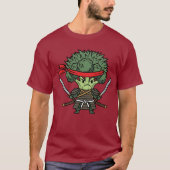 Funny Broccoli Samurai Warrior Japanese Art Illust T-shirt (Voorkant)