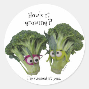 Funny Broccoli Talk Ronde Sticker