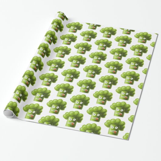 Funny Broccoli Vegetarian Pattern Cadeaupapier (Uitgerold)