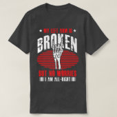 Funny Broken Linksarm Skeleton Broken Botten Bone T-shirt (Design voorkant)