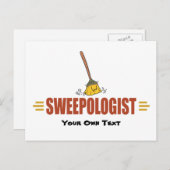 Funny Broom Sweeping Briefkaart (Voorkant / Achterkant)