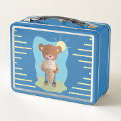 Funny Brown Bear with Ice Cream Kid Metal Lunchbox (Dos)