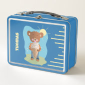 Funny Brown Bear with Ice Cream Kid Metal Lunchbox (Devant)