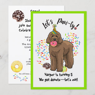 Funny Brown Labradoodle Birthday Party Invitation Kaart