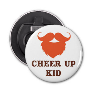Funny Brown Mustache Button Flesopener