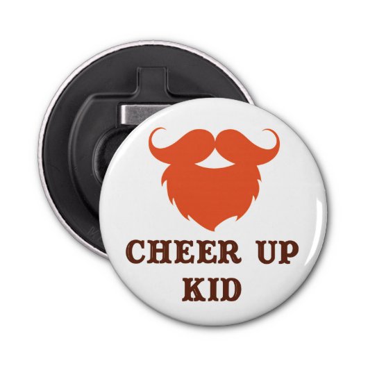 Funny Brown Mustache Button Flesopener (Voorkant)