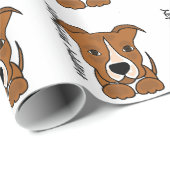 Funny Brown Pitbull Puppy Dog Cadeaupapier (Rol Hoek)