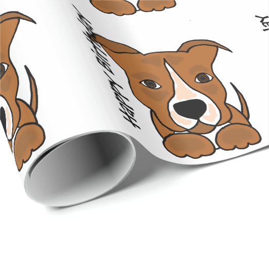 Funny Brown Pitbull Puppy Dog Cadeaupapier (Rol Hoek)