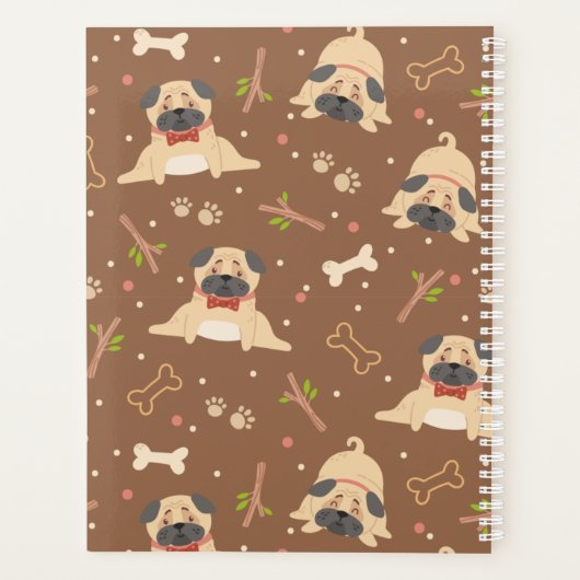 Funny Brown Pug Paws Personalized Planner (Achterkant)