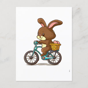 Funny Brown Rabbit Riding Bicycle cartoon Briefkaart