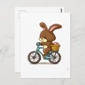 Funny Brown Rabbit Riding Bicycle cartoon Briefkaart (Voorkant / Achterkant)