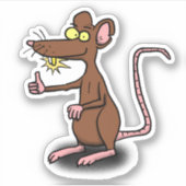 Funny brown rat cartoon afbeelding sticker (Voorkant)