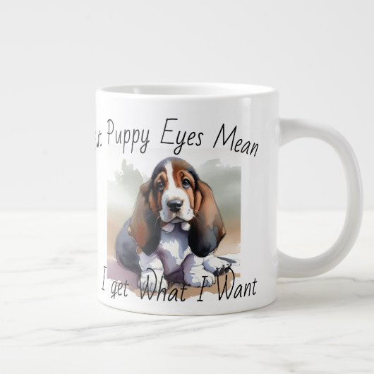 FUNNY Browns White PUPPY Aquarelle Spécialité Mug (Droite)