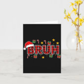 Funny Bruh Christmas Plaid Santa Hat Holiday Xmas Kaart (Gele Bloem)