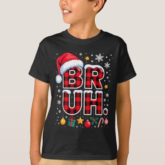 Funny Bruh Christmas Plaid  T-shirt (Voorkant)