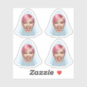 Funny Bruid Face – Aangepaste foto met sluier en t Sticker (Vel)