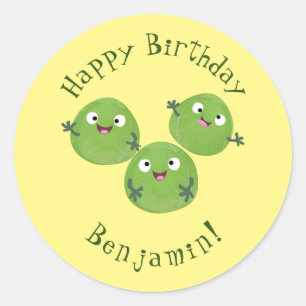 Funny Brussels kiemgroenten cartoon Ronde Sticker