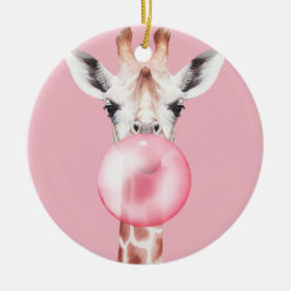 Funny Bubblegum Giraffe Keramisch Ornament