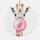 Funny Bubblegum Giraffe Keramisch Ornament (Achterkant)