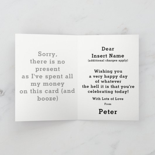 Funny Budget Holiday Kaart (Binnen)