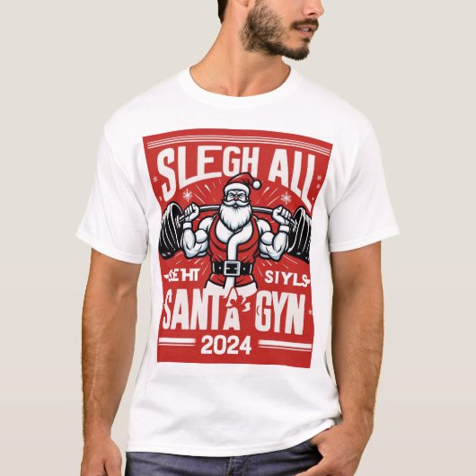 Funny Buff Père Noël Christmas Gym T-Shirt (Devant)