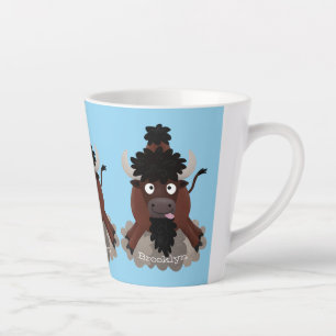 Funny buffalo bison cartoon illustratie latte mok