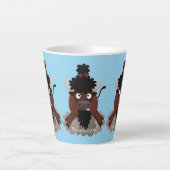 Funny buffalo bison cartoon illustratie latte mok (Voorkant)