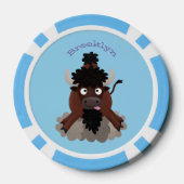 Funny buffalo bison cartoon illustratie poker chips (Achterkant)