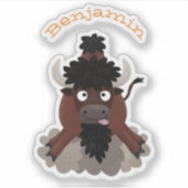 Funny buffalo bison cartoon illustratie sticker (Voorkant)