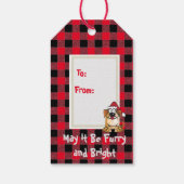 Funny Buffalo Check Dog met Kerstmis met kerstmis Cadeaulabel (Achterkant)