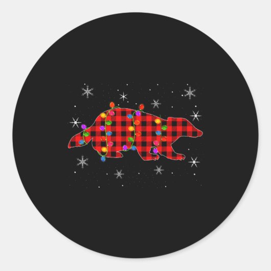 Funny Buffalo Plaid Family Matching Badger Christm Ronde Sticker (Voorkant)