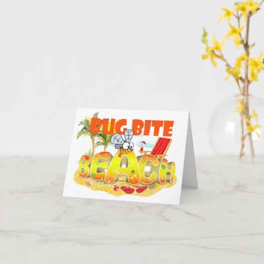 Funny Bug Bite Beach Carte de voeux (Fleur jaune)