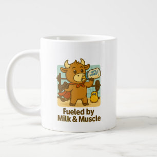 Funny Bull Cartoon - Aangedreven door melk en spie Extra Grote Beker