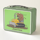 Funny bull Driving Bulldozer cartoon (Achterkant)