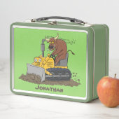 Funny bull Driving Bulldozer cartoon (In situ)