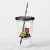 Funny bull Driving Bulldozer cartoon Acryl Drinkbeker (Achterkant)