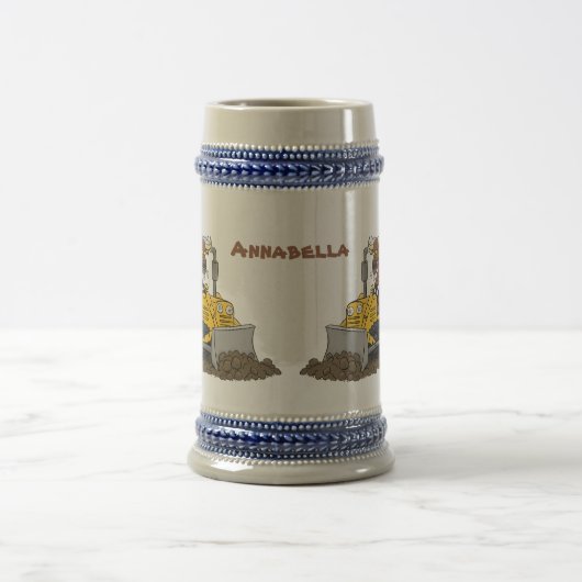 Funny bull Driving Bulldozer cartoon Bierpul (Center)