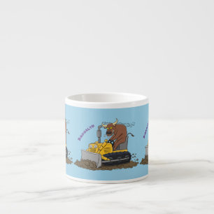 Funny bull Driving Bulldozer cartoon Espresso Kop
