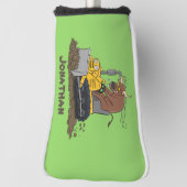 Funny bull Driving Bulldozer cartoon Golfheadcover (Draai 90)